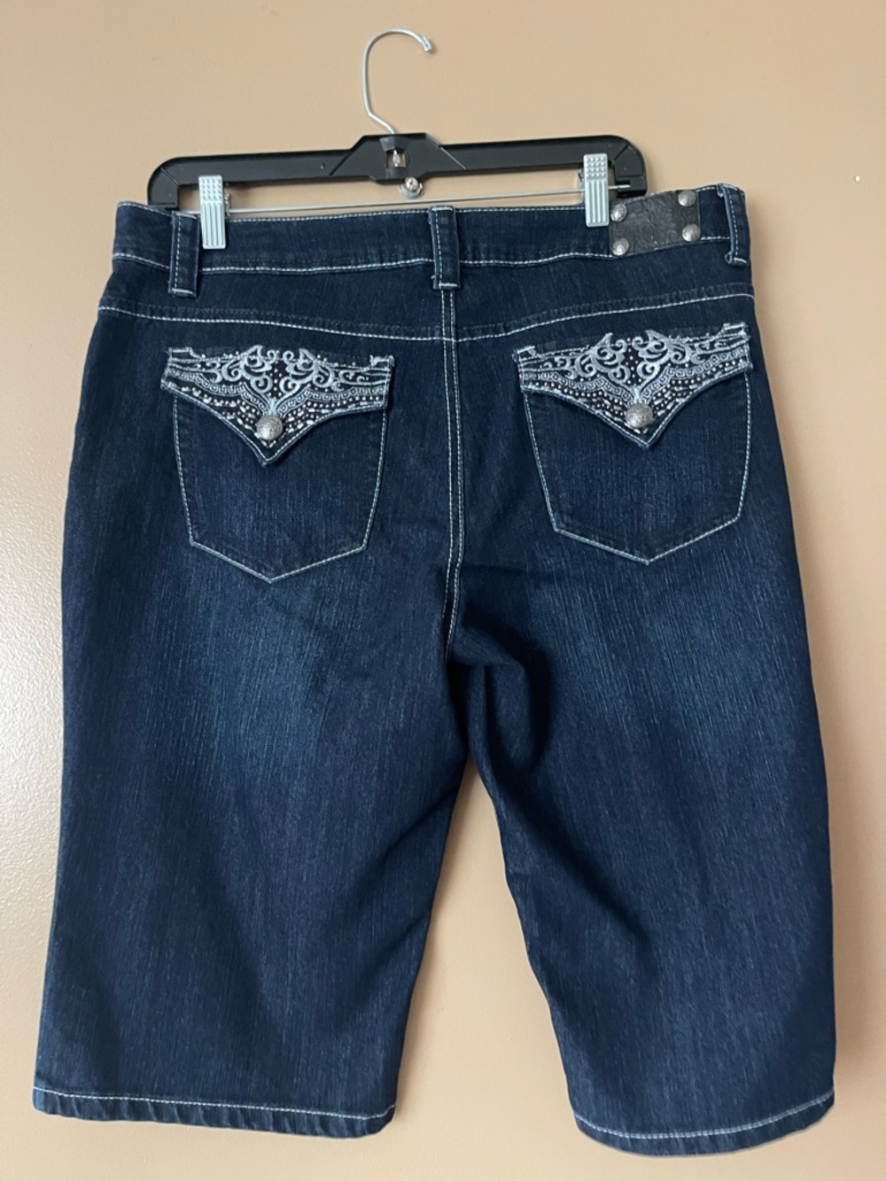 Style & Co Premium Embroidered Dark Blue Tummy control skimmers size 14